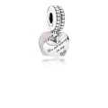 Pandora Mother & Daughter Hearts Dangle Charm-Soft Pink Enamel & Clear CZ