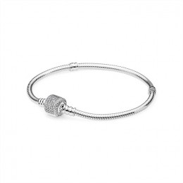 Pandora Sterling Silver Bracelet w Signature Clasp-Clear CZ 590723CZ