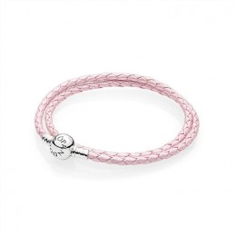 Pandora Pink Braided Double-Leather Charm Bracelet 590705CMP-D