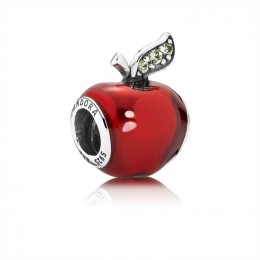 Pandora Disney-Snow White's Apple Charm-Red Enamel & Light Green CZ