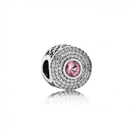Pandora Abstract Silver Charm With Blush Pink Crystal And Clear Cubic Zirconia
