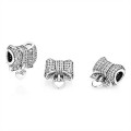 Pandora Bow silver charm with clear cubic zirconia and heart 791776CZ