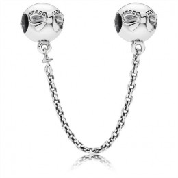 Pandora Bow silver safety chain with clear cubic zirconia 791780CZ