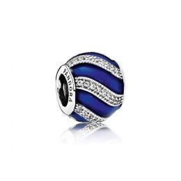 Pandora Adornment Charm-Transparent Royal-Blue Enamel & Clear CZ