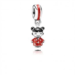 Pandora Chinese Doll Dangle Charm-Red & Black Enamel 791431ENMX