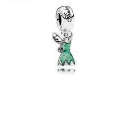 Pandora Disney-Tinker Bell's Dress Dangle Charm-Glittering Green Enamel