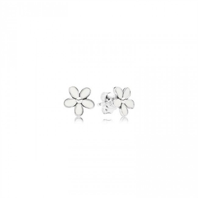 Pandora Darling Daisies Stud Earrings-White Enamel 290538EN12