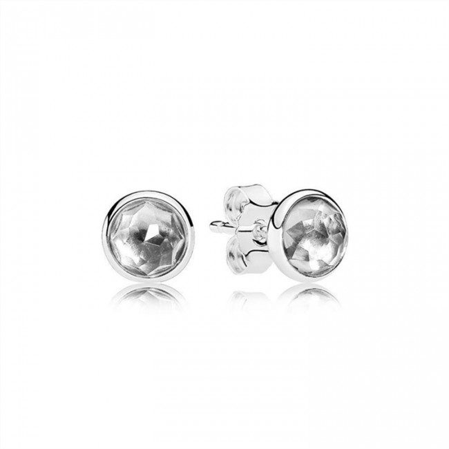 Pandora April Droplets Stud Earrings-Rock Crystal 290738RC
