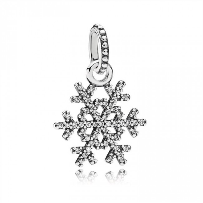 Pandora Sparkling Snowflake Silver Necklace Pendant-390354CZ