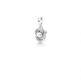 Pandora Luminous Love Knot Pendant-White Crystal Pearl & Clear CZ