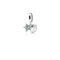 Pandora Tropical Starfish & Sea Shell Dangle Charm-Frosty Mint & Clear CZ