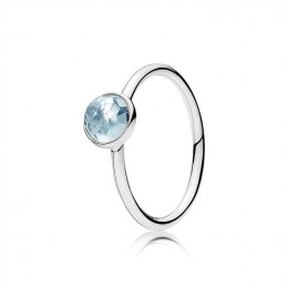 Pandora March Droplet Ring-Aqua Blue Crystal 191012NAB